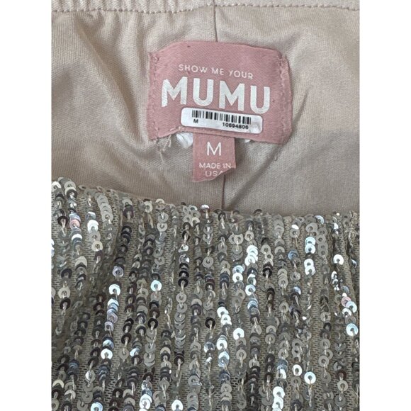 Show Me Your Mumu Mercury Bells in Platinum Sequins Medium Womens Pants Trousers - Picture 8 of 13